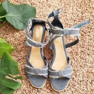 COPY - 💜Host Pick💜NWT BLUE DENIM WEDGES CANVAS CHAPS